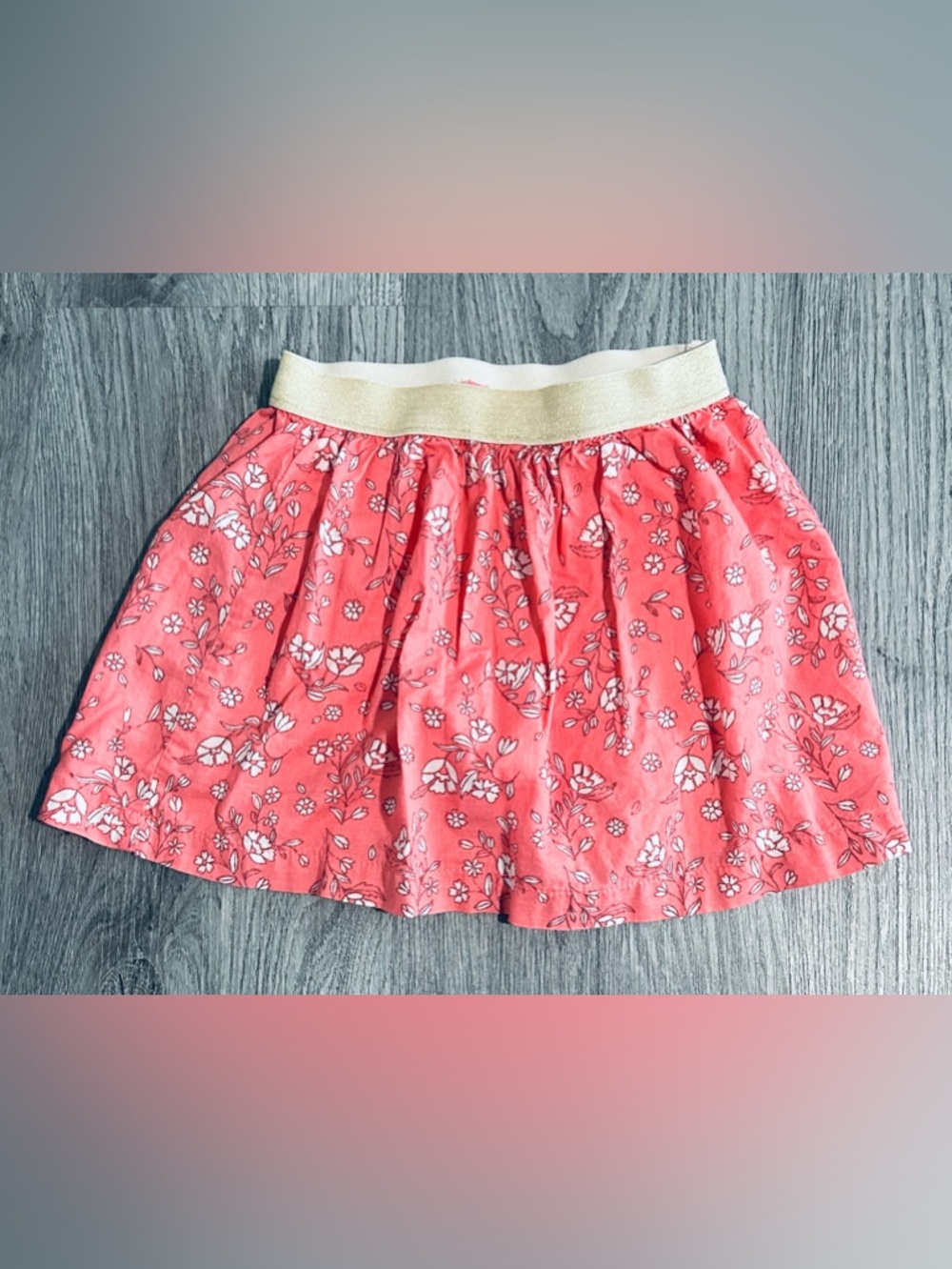 3T Like New Floral Skirt/Skort with Gold Elastic Waistband